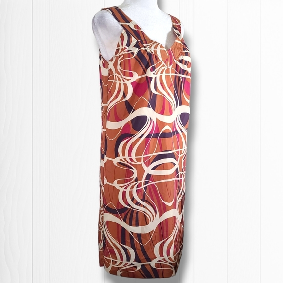 Banana Republic Women's Abstract V-Neck Sleeveless Midi Sheath Dress Size 0 - Picture 3 of 12